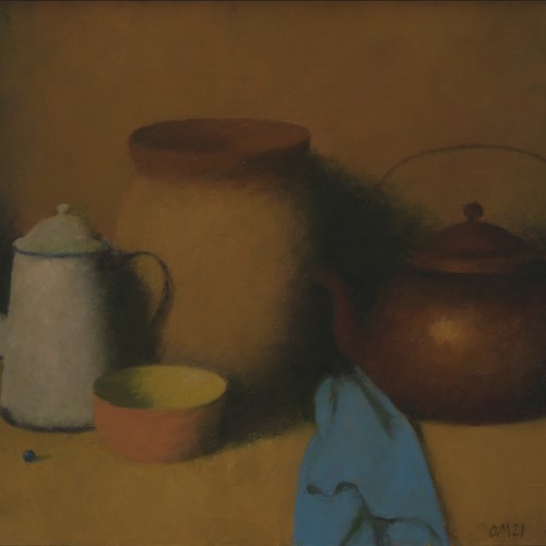 Still-life With Blue Fabric and a Blueberry