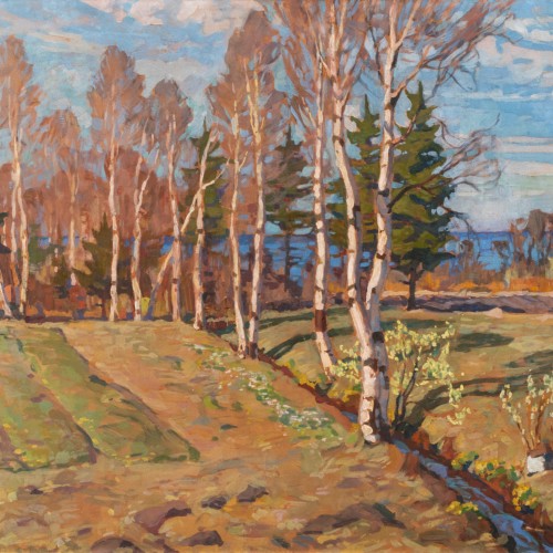 Anatoli Kaigorodov "Spring Landscape With Birches"