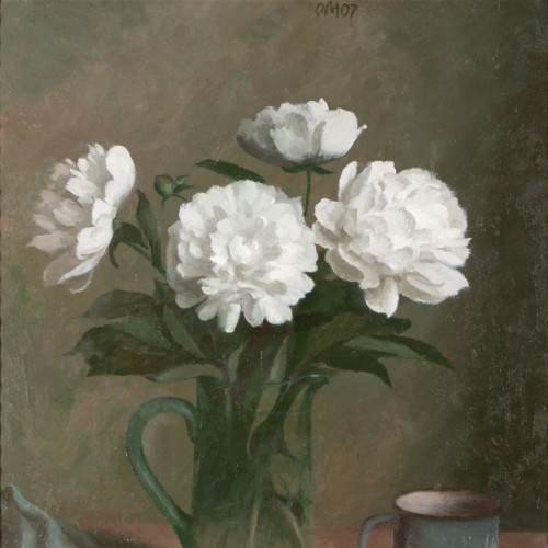 Olav Maran "White Peonies in a Blue Vase"