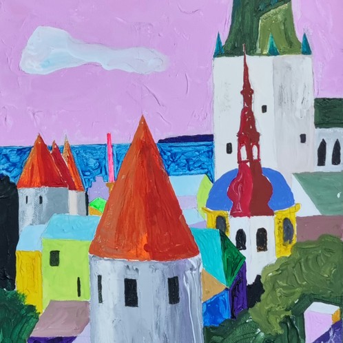 Tallinn with a Pink Sky