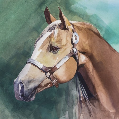 Sergei Minin "Horse Portrait on Green"