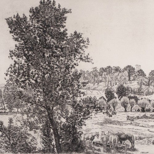 Eduard Wiiralt "Maastik hobustega (Burgundia maastik)"