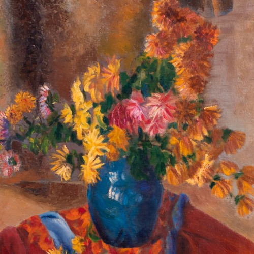 Flowers with a Blue Vase