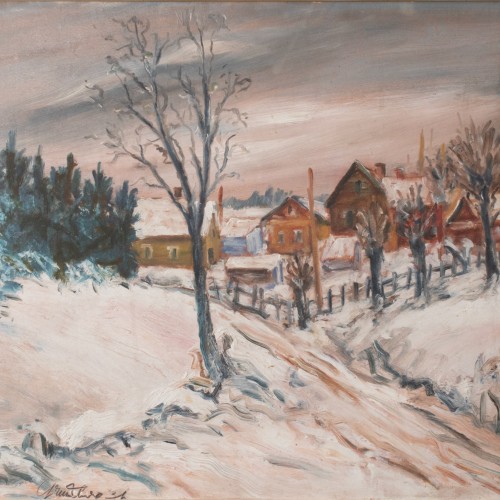 Winter Landscape With Houses