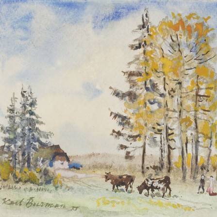 Karl Burman seenior "Sügismaastik lehmadega"