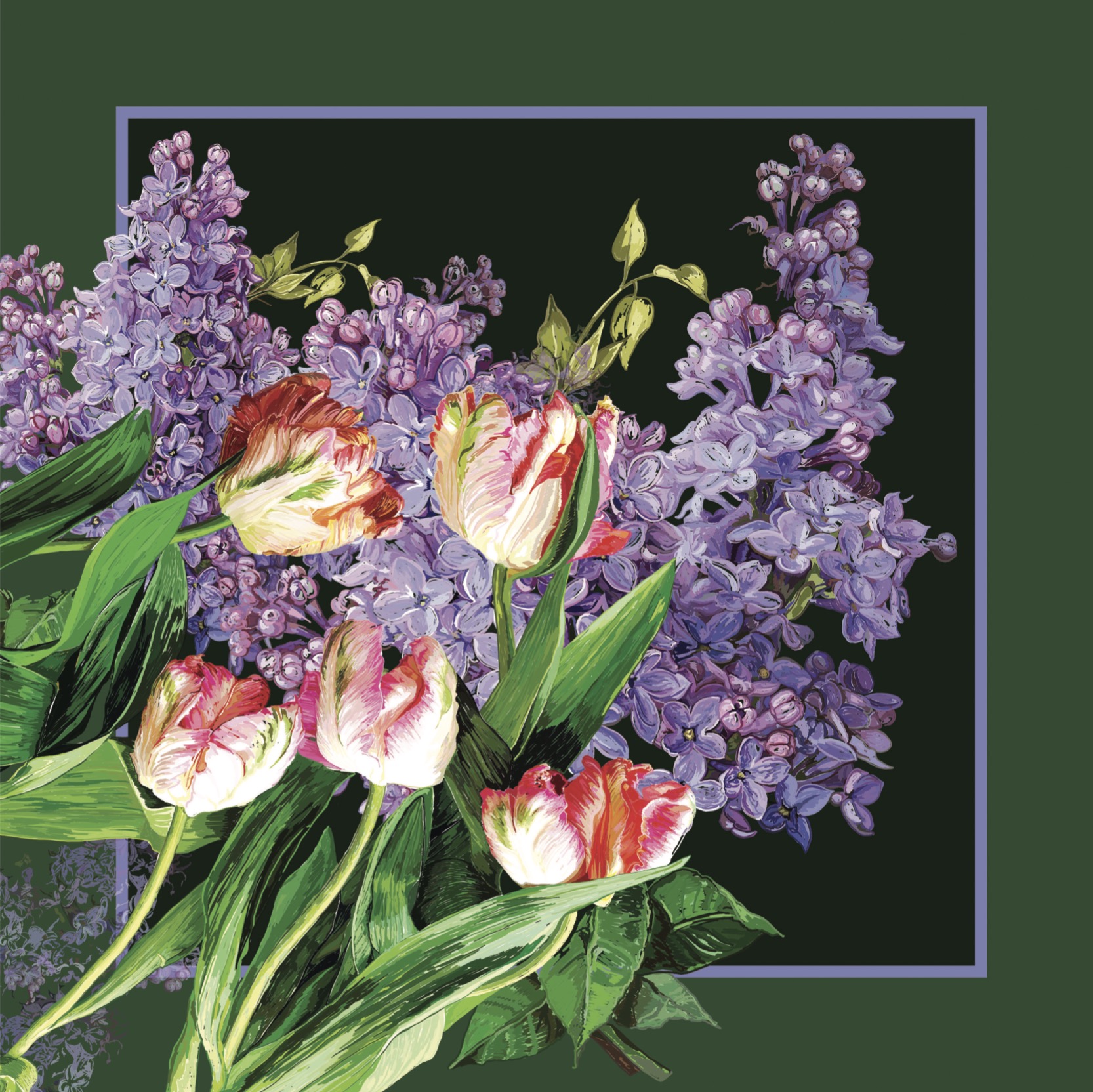 Nina DoShe "Tulips and Lilacs siidsall"
