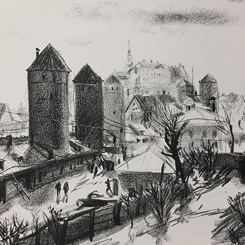 Evald Okas "Town Wall with Towers"