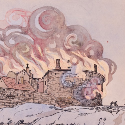 Eduard Wiiralt "Fire in Fat Margaret Tower"