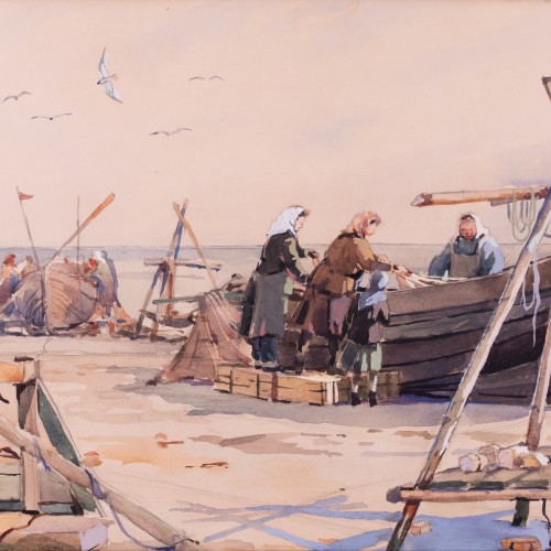 Aleksander Pilar "Fishing Boats on a Beach"