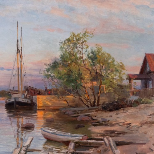 Karl Alexander von Winkler "View on a Boat Harbor"